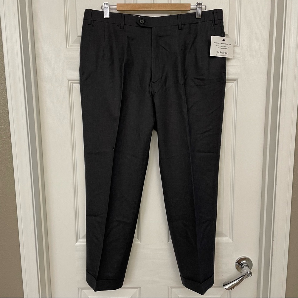 BRIONI TIGULLIO SUPER 180’s 36” X 27.5” Charcoal 100% Wool Suit Trouser Pant